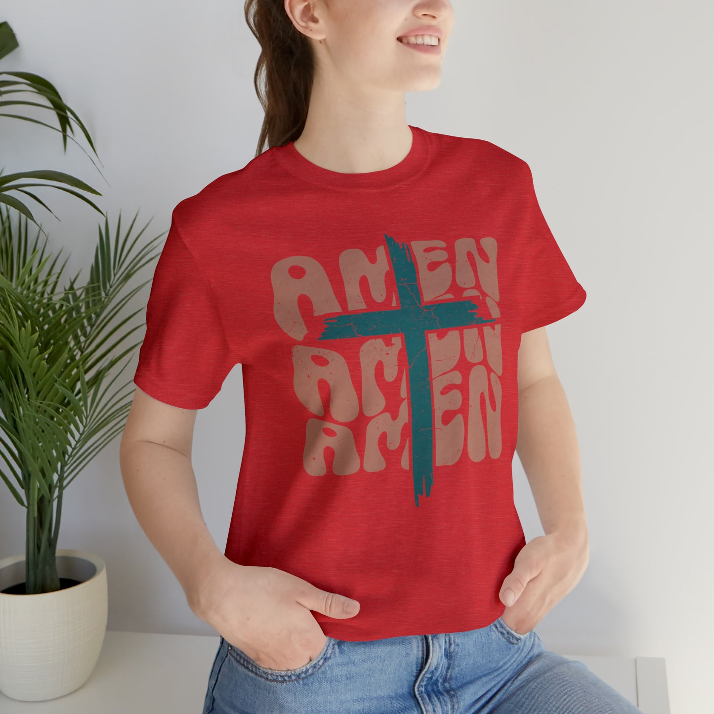 Amen Amen Amen with Cross Boho Color T-Shirt