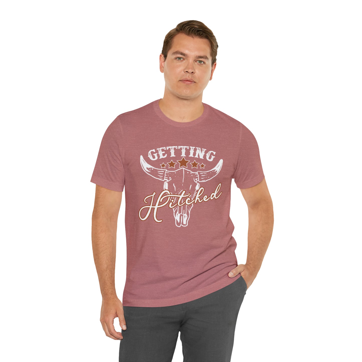 Vintage Getting Hitched Bride/ Groom T-Shirt - White Design