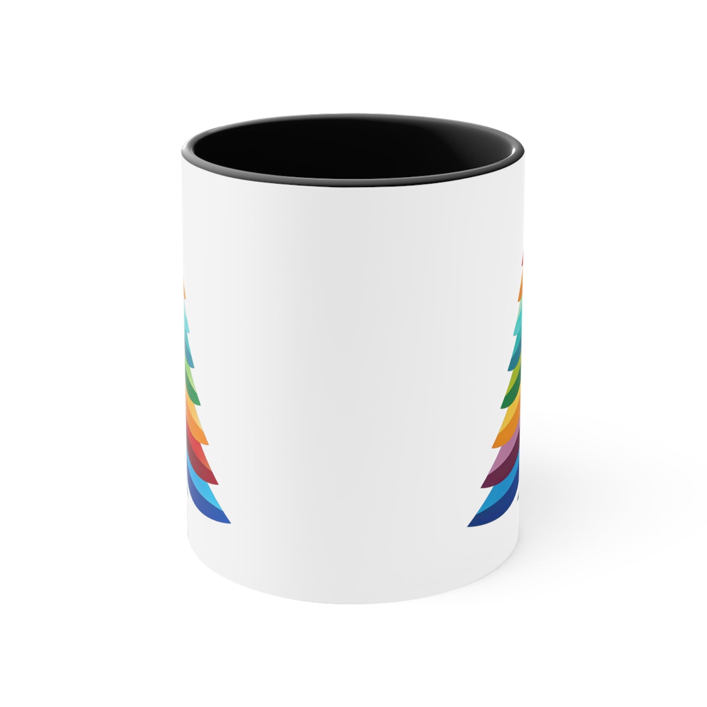 Layered Rainbow Christmas Tree Accent Coffee Mug, 11oz