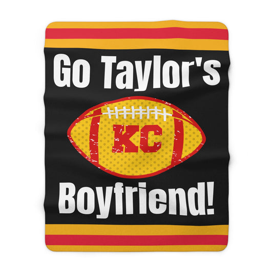 Go Taylor's Boyfriend Football Sherpa Fleece Blanket - Black