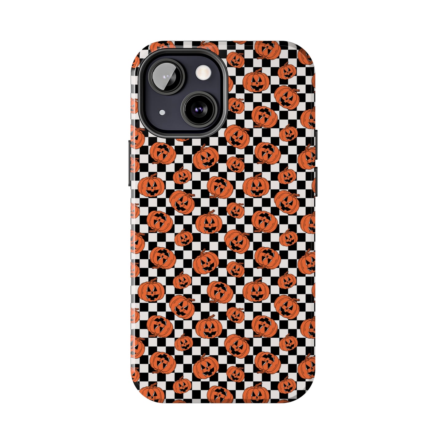 Pumpkin / Jack-O-Lantern Checkerboard Halloween/ Fall  Patterned Tough Phone Cases