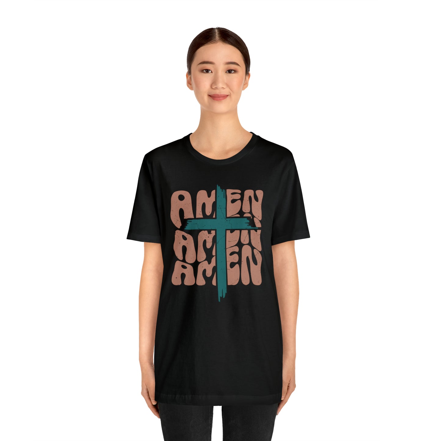 Amen Amen Amen with Cross Boho Color T-Shirt