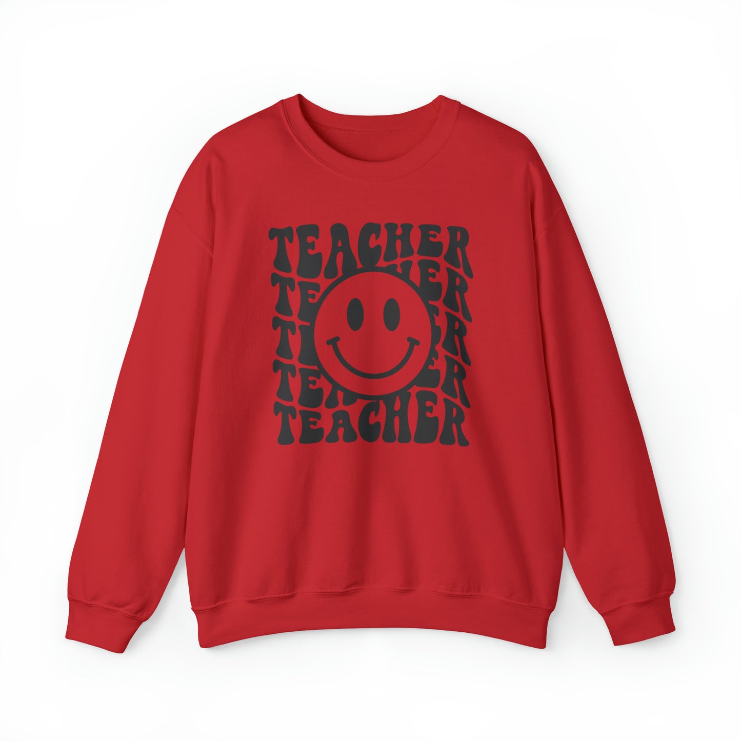 Retro Teacher with Smiley Face Black Logo Unisex Heavy Blend™ Crewneck Sweatshirt