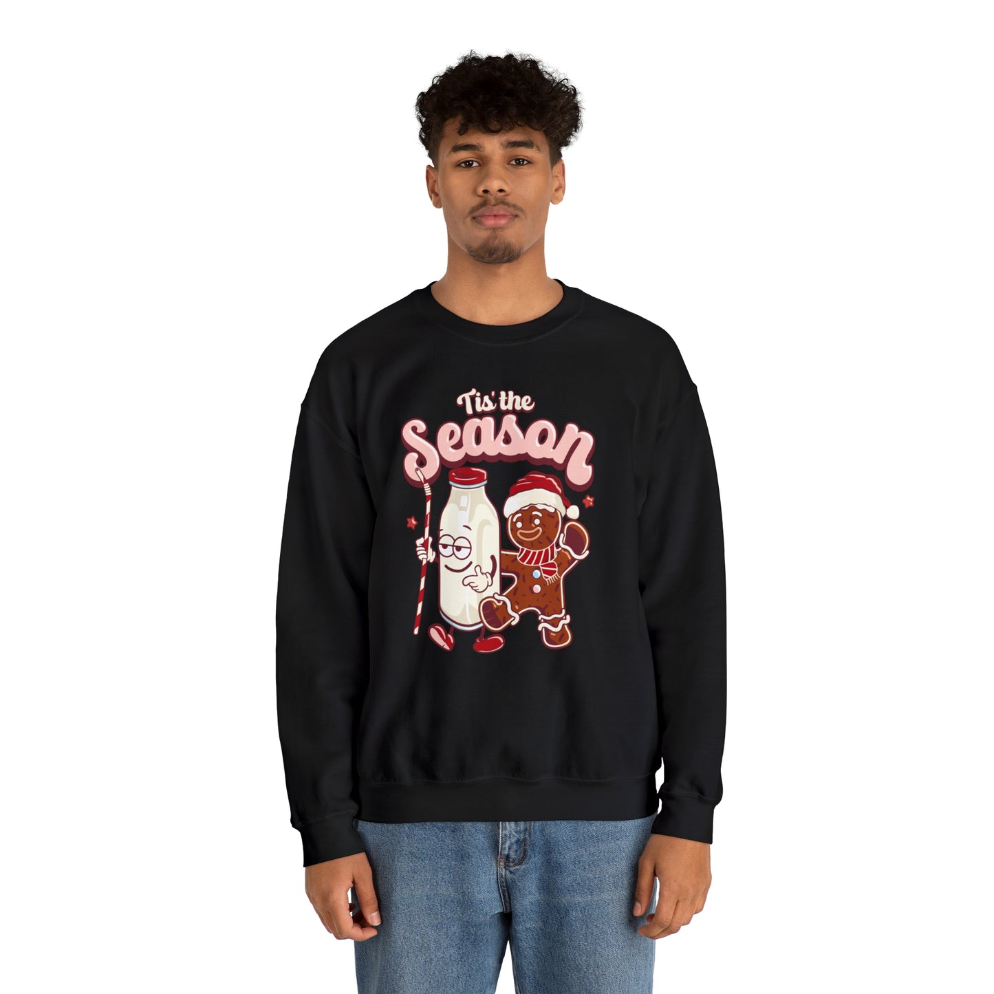 'Tis the Season Gingerbread and Milk Christmas Unisex Heavy Blend™ Crewneck Sweatshirt