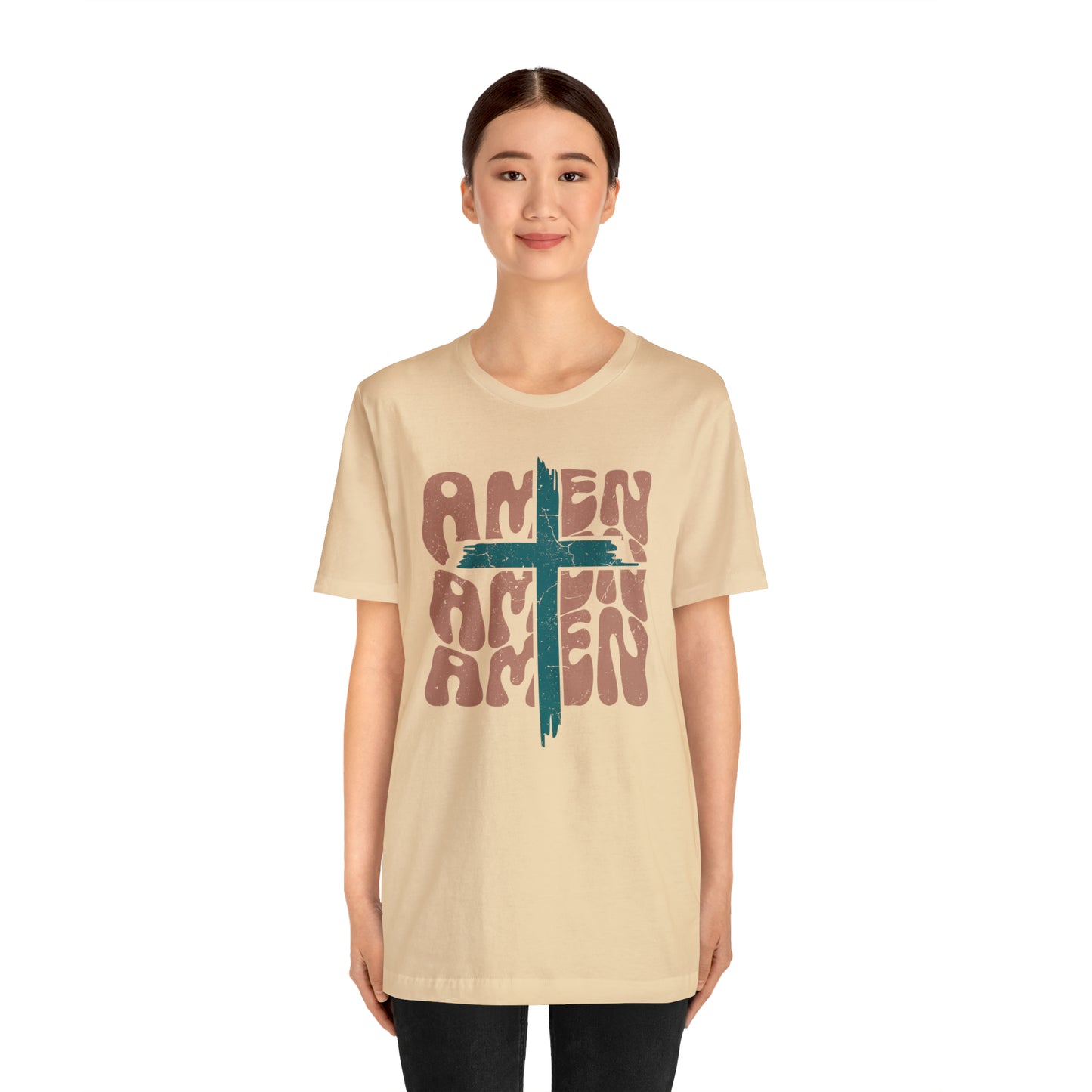 Amen Amen Amen with Cross Boho Color T-Shirt