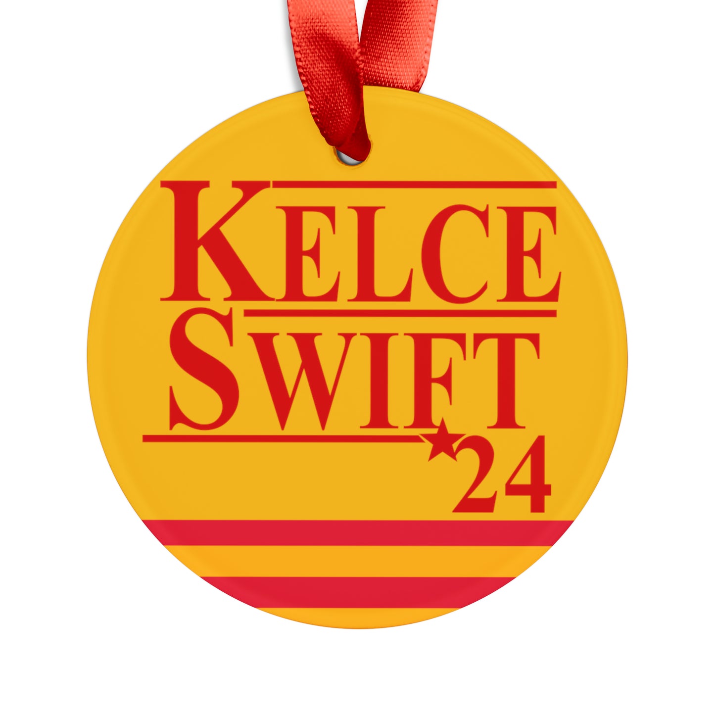 Kelce Swift 24 Ornament with Ribbon - Yellow