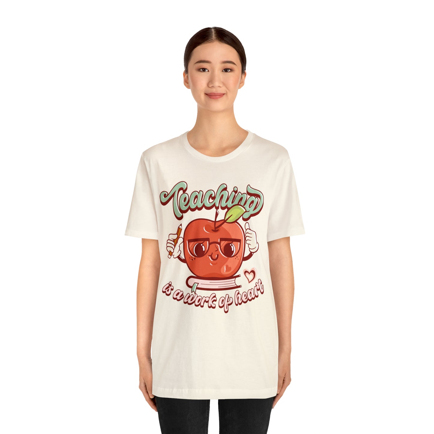 Vintage Teaching is a Work of Heart Unisex Jersey Short Sleeve Tee