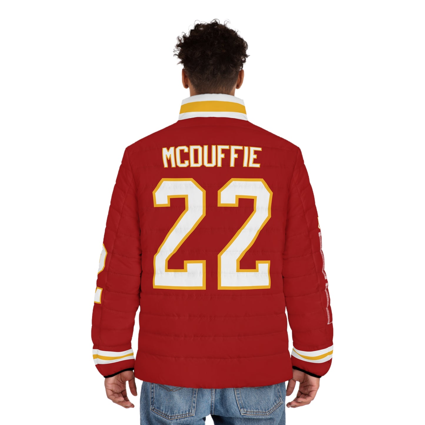 Custom McDuffie 22 Game Day Men's Puffer Coat/ Jacket