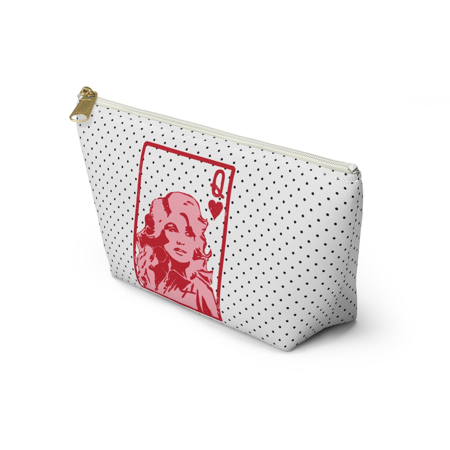 Dolly Queen of Hearts Polka Dot Design Valentine Accessory Pouch w T-bottom