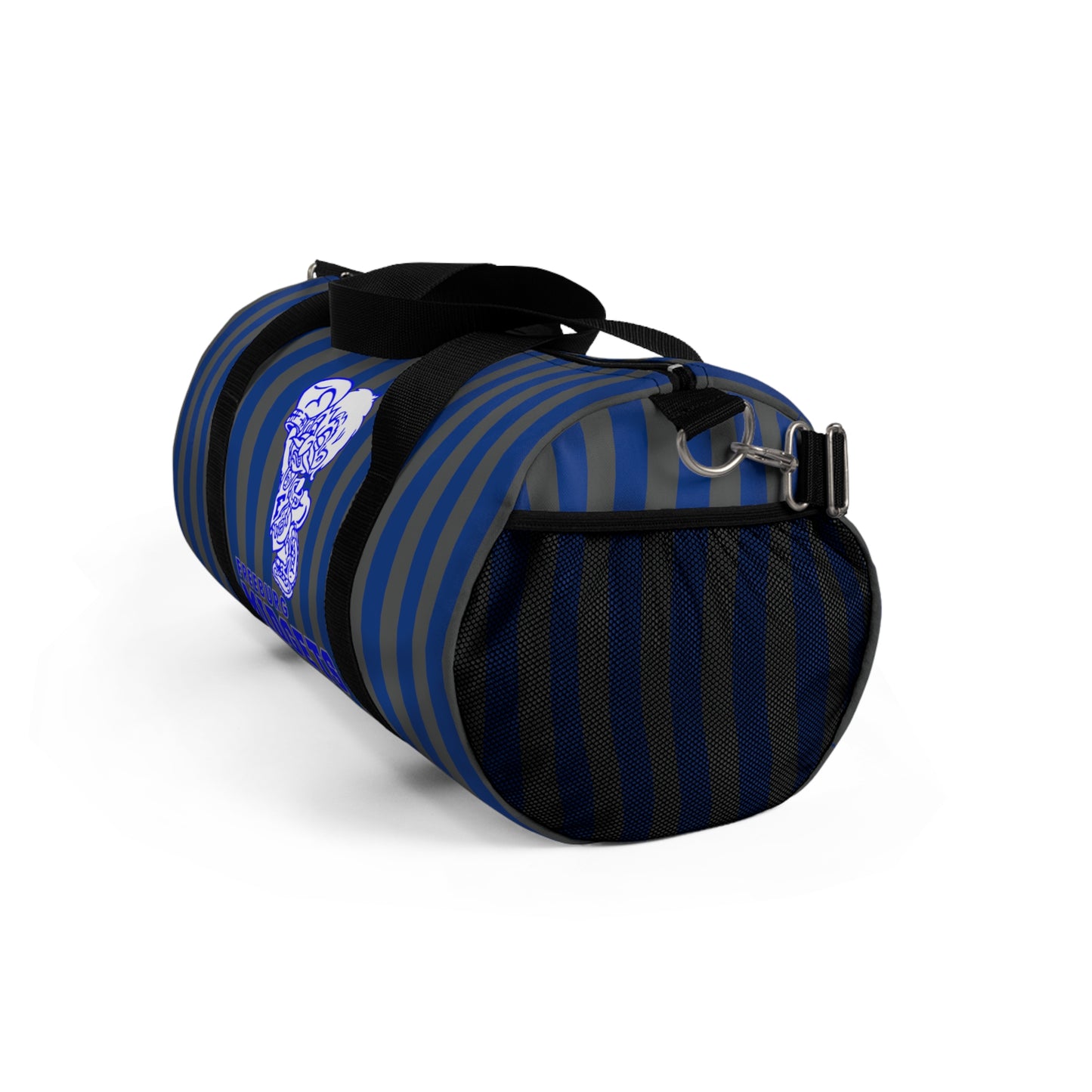 Freeburg Midgets Blue and Gray Striped Duffel Bag