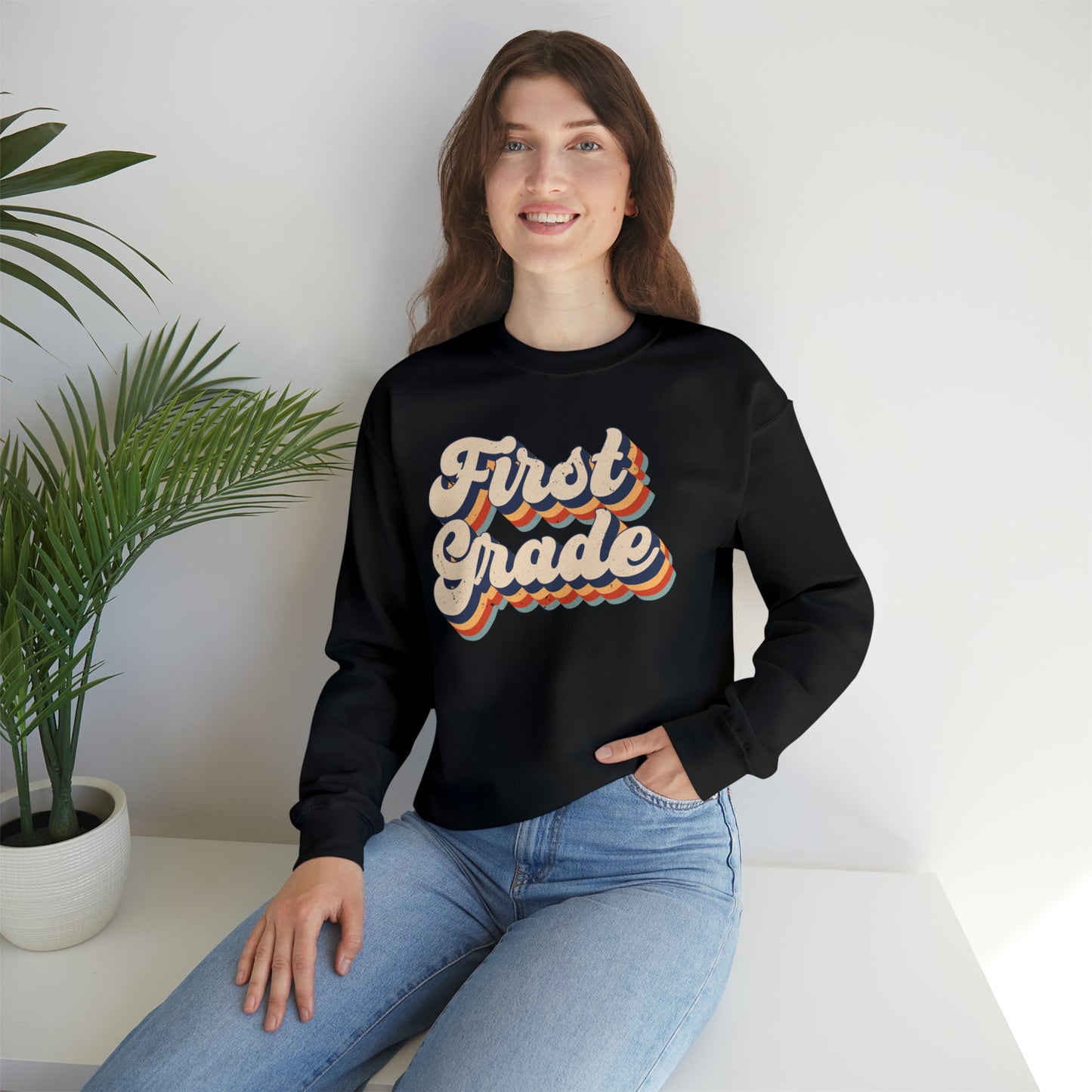 Retro 1st Grade Unisex Heavy Blend™ Crewneck Sweatshirt