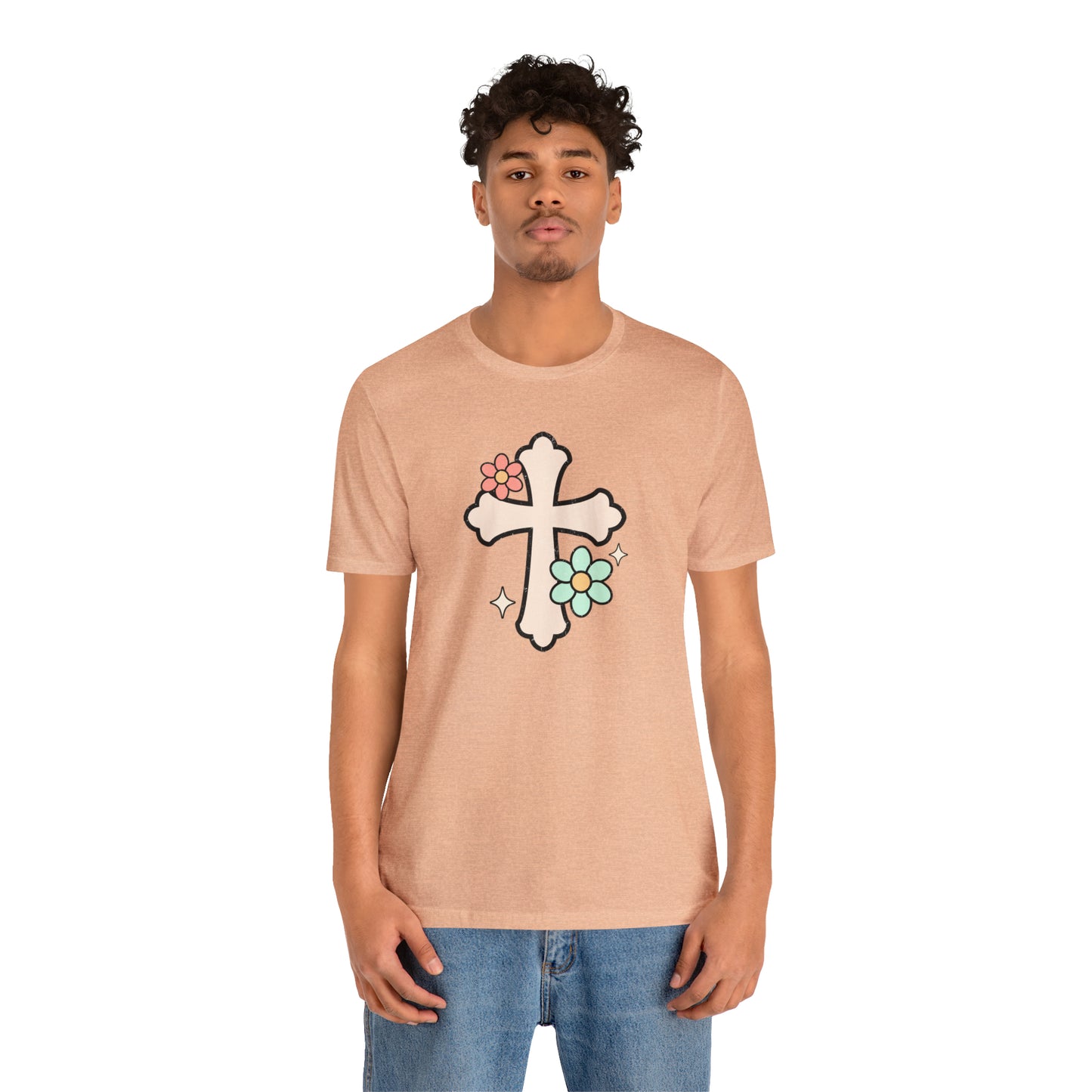 Vintage Floral Boho Cross T-Shirt