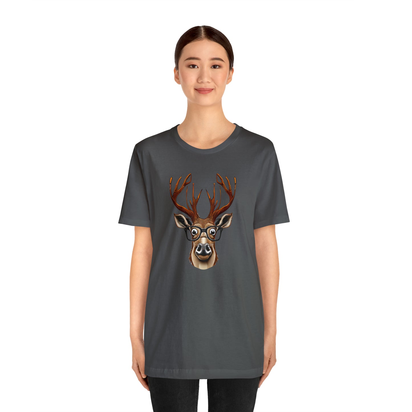 Deer/ Reindeer with Glasses Country and Christmas Unisex Jersey Short Sleeve Tee