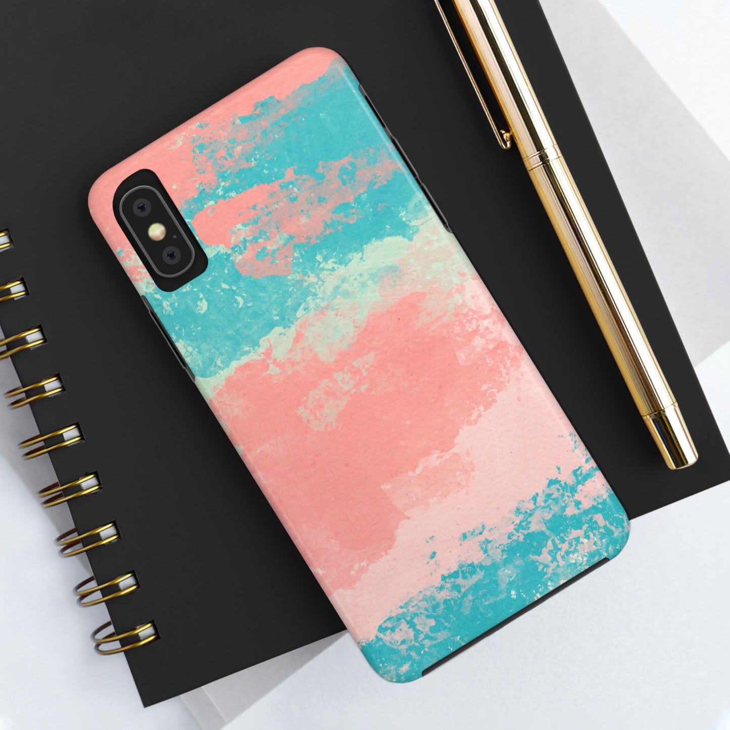 Pink and Turquoise Water Color Tough Phone Cases