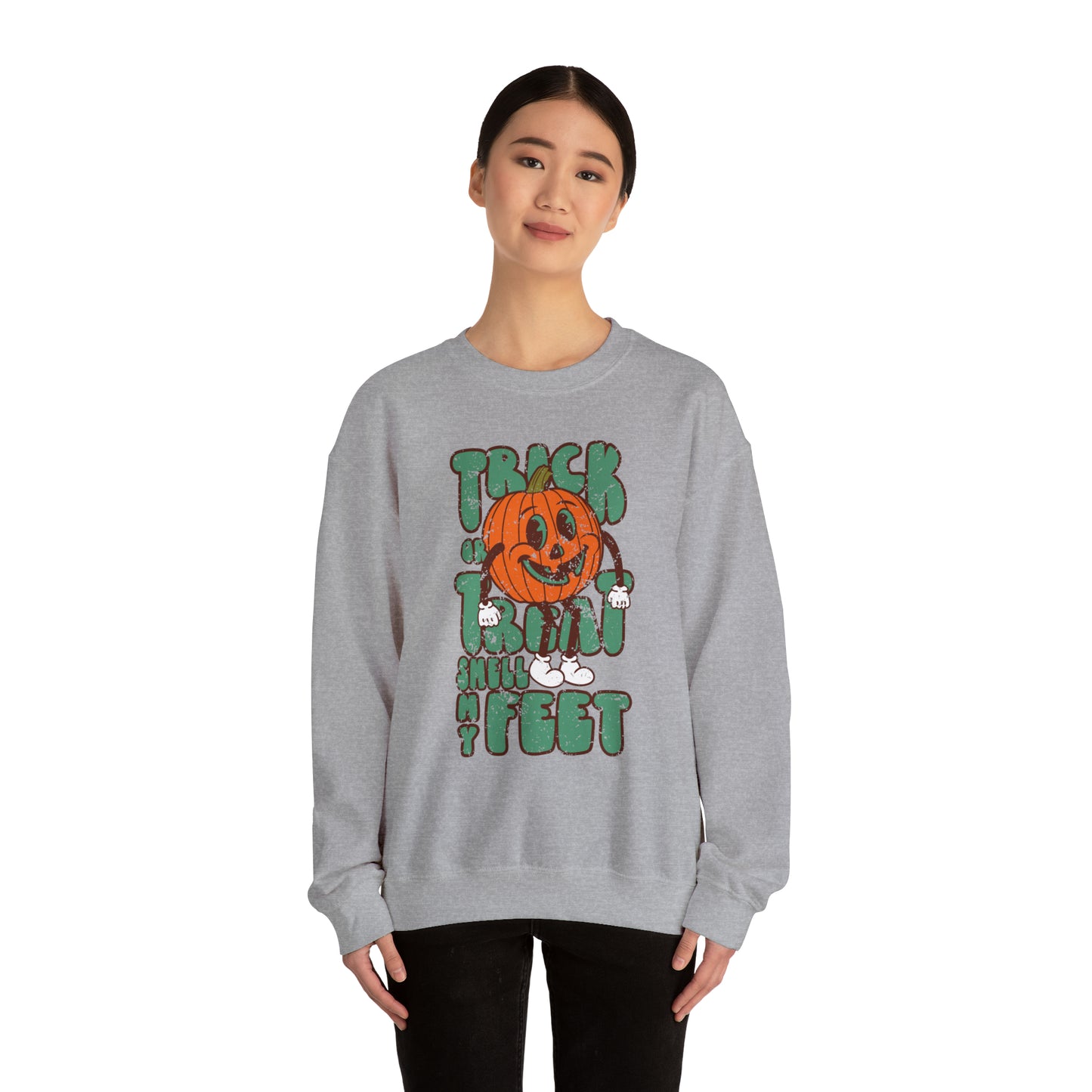 Distressed Trick or Treat Smell My Feet Heavy Blend™ Crewneck Sweatshirt