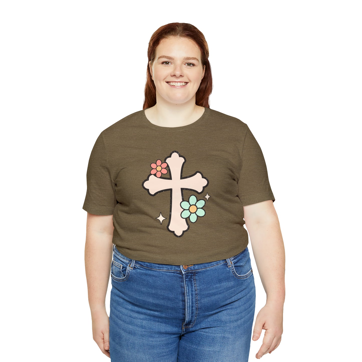 Vintage Floral Boho Cross T-Shirt