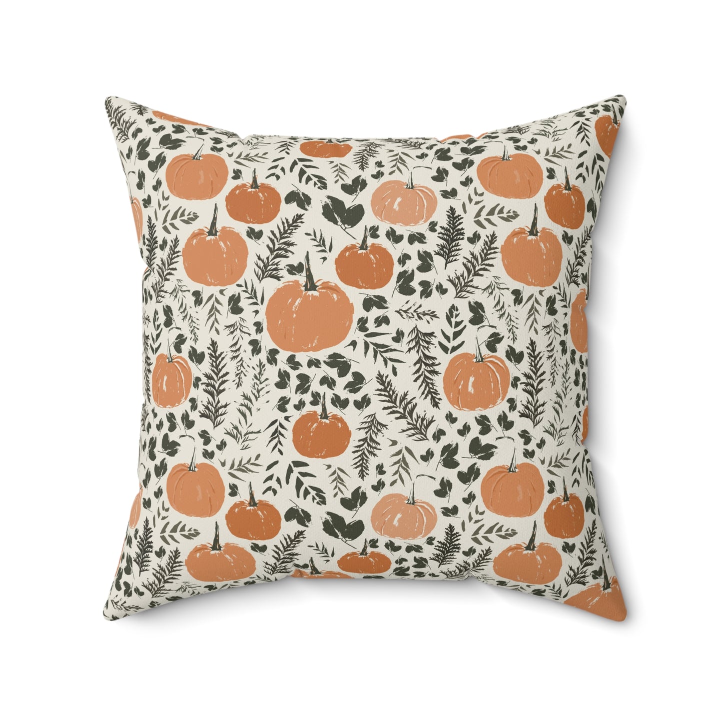 Pumpkin Patch Cream Fall/ Halloween Spun Polyester Square Pillow