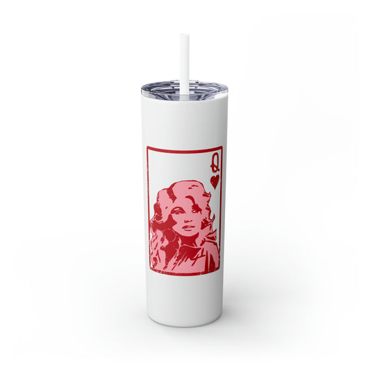 Dolly Queen of Hearts Valentine Skinny Tumbler with Straw, 20oz