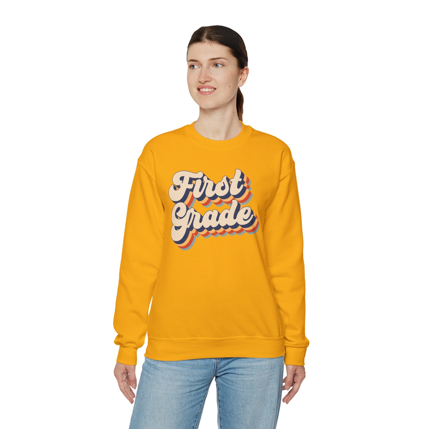 Retro 1st Grade Unisex Heavy Blend™ Crewneck Sweatshirt