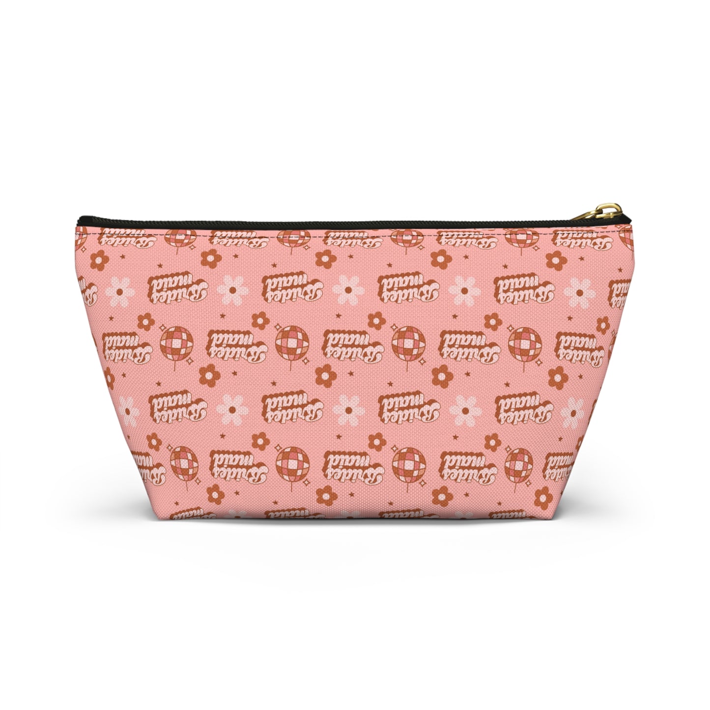 Retro Bridesmaid Pink Disco Ball Print Design  Accessory Pouch w T-bottom