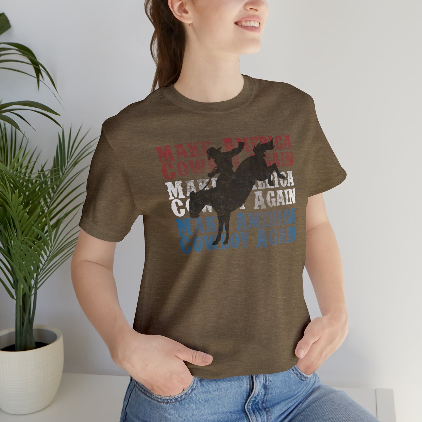 "Make America Cowboy Again" Unisex Jersey Short Sleeve Tee