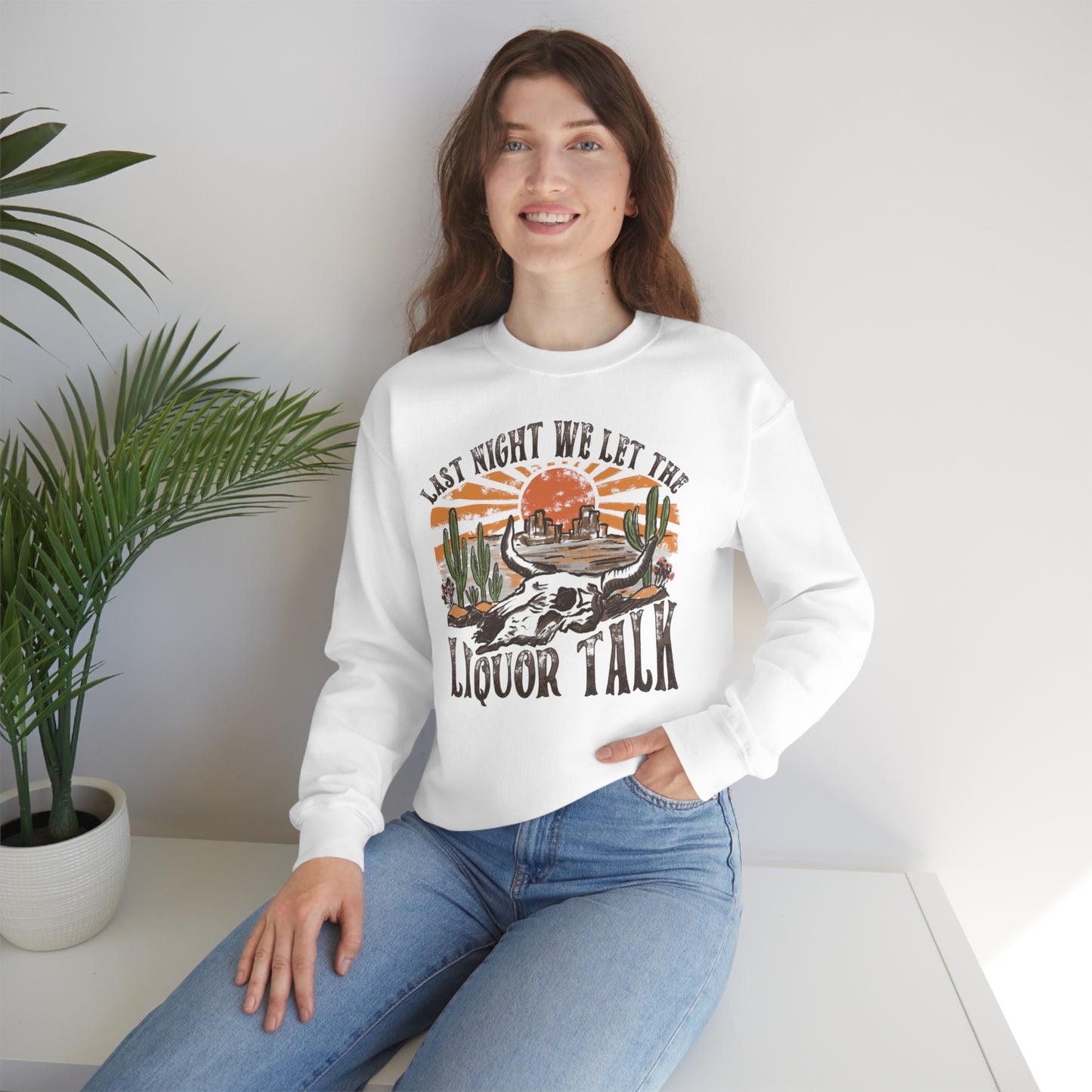 Vintage "Last Night We Let the Liquor Talk"  Unisex Heavy Blend™ Crewneck Sweatshirt