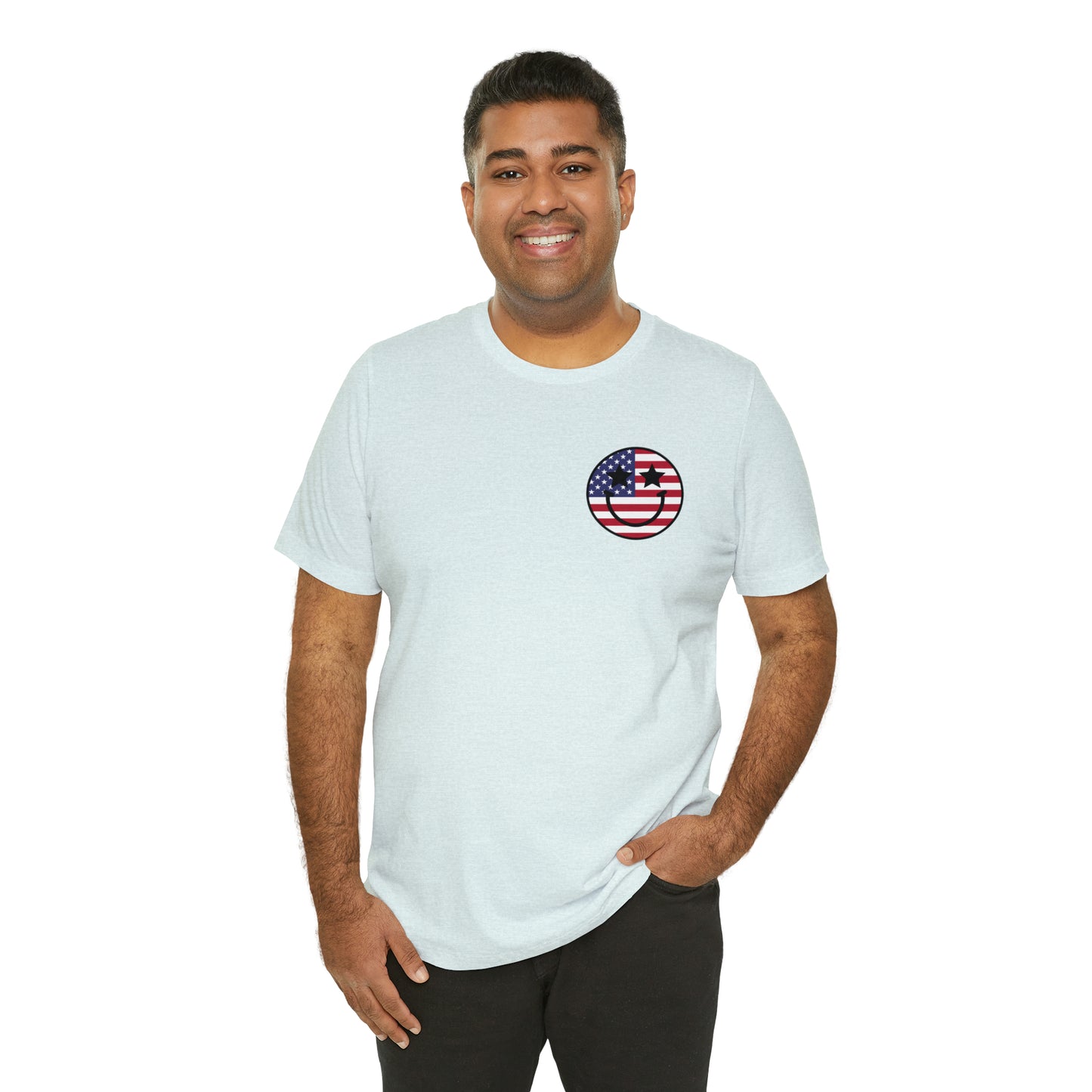 "Jesus Christ Stars and Stripes" (Front and Back Design) Unisex Jersey Short Sleeve Tee