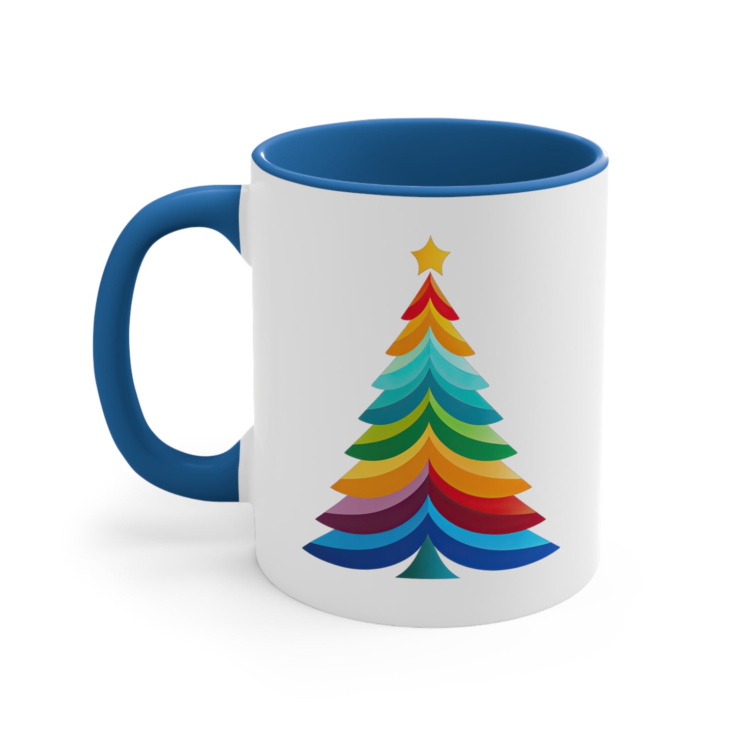 Layered Rainbow Christmas Tree Accent Coffee Mug, 11oz