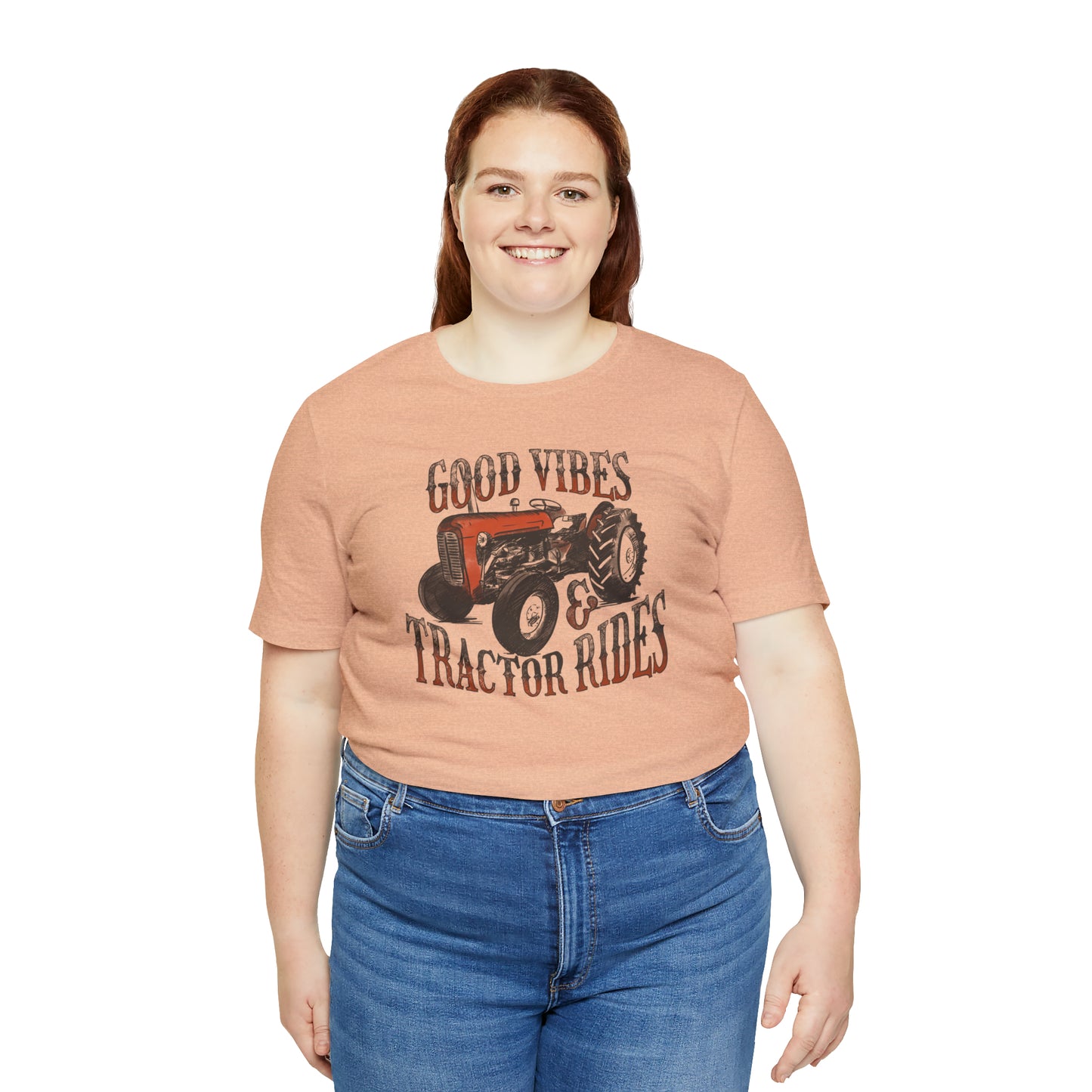 Vintage Good Vibes and Tractors Unisex Jersey Short Sleeve Tee