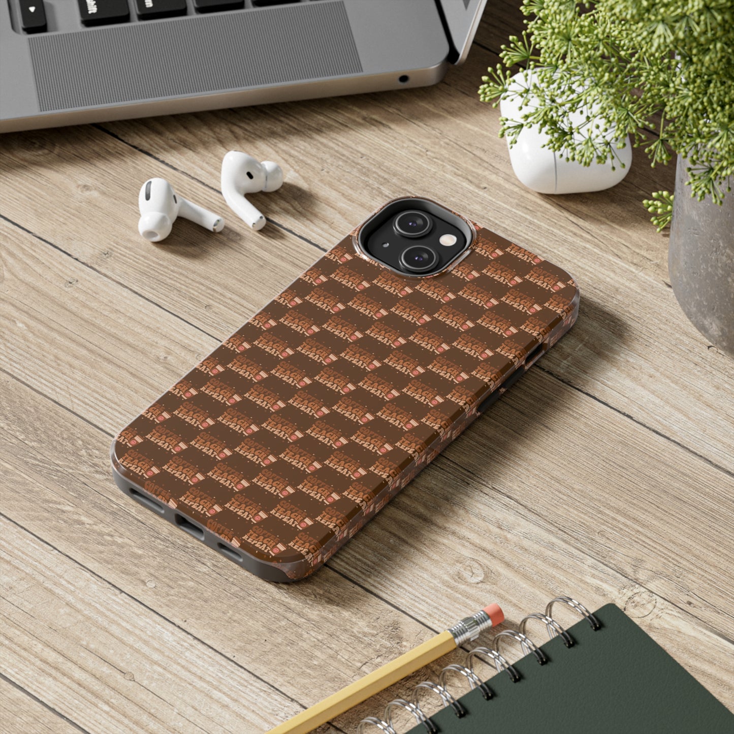 Coffee Teach Repeat Patterned Tough Phone Cases