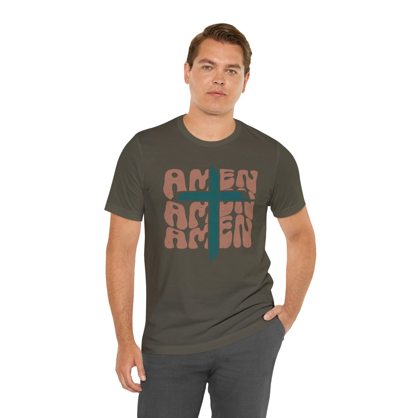 Amen Amen Amen with Cross Boho Color T-Shirt