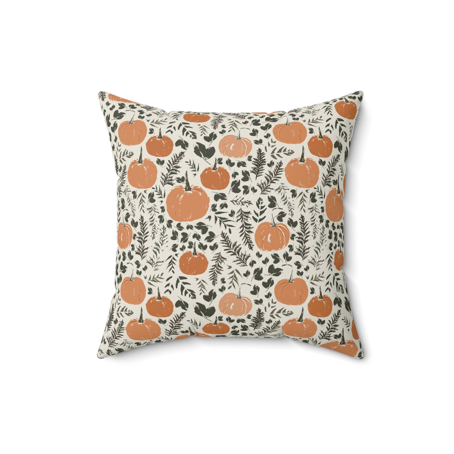 Pumpkin Patch Cream Fall/ Halloween Spun Polyester Square Pillow