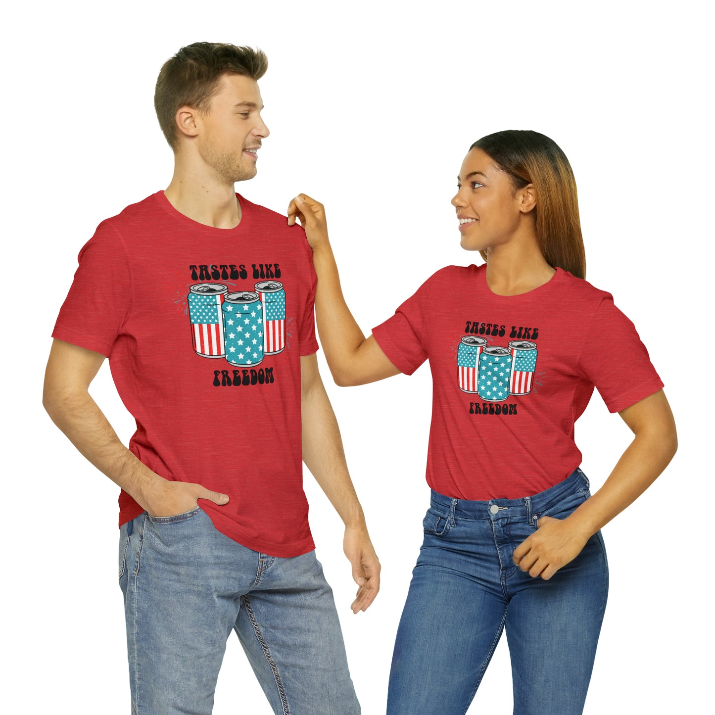 American USA Tastes Like Freedom Beverage Can Unisex Jersey Short Sleeve Tee