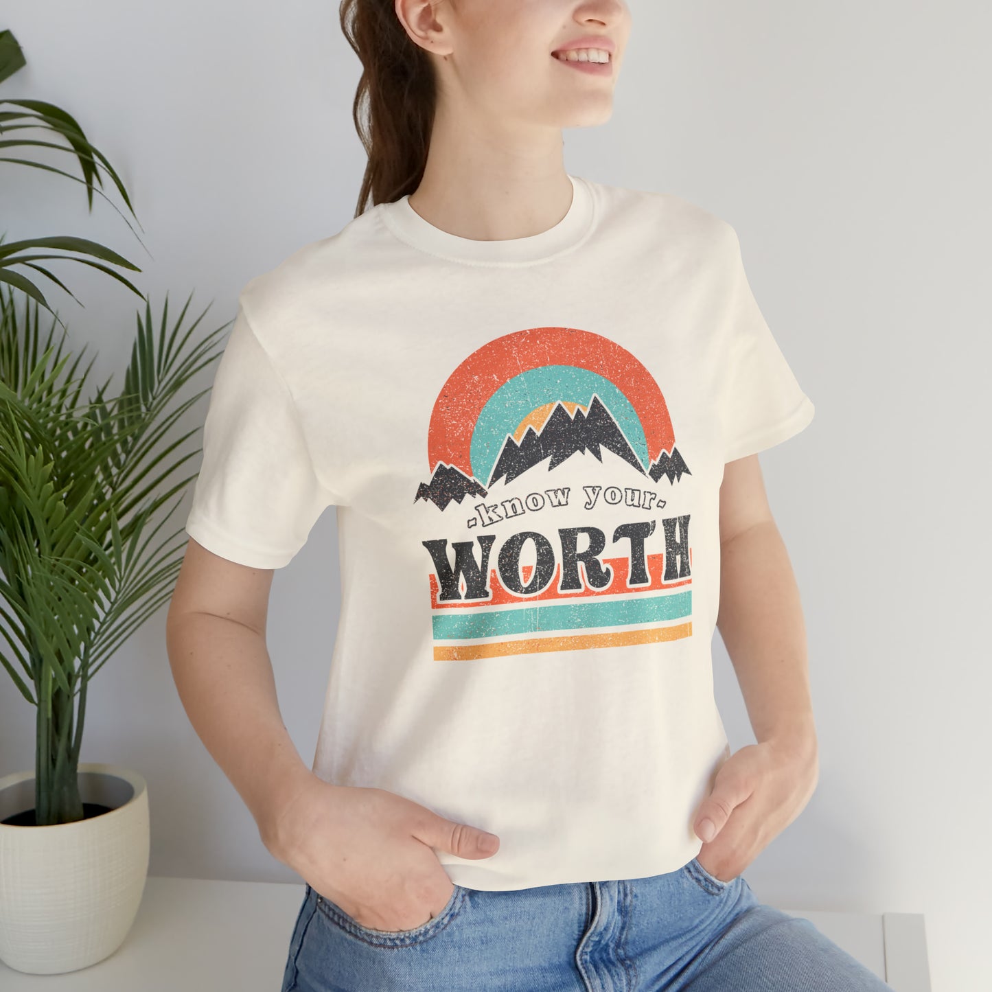 "Know Your Worth" Unisex Jersey Short Sleeve Tee