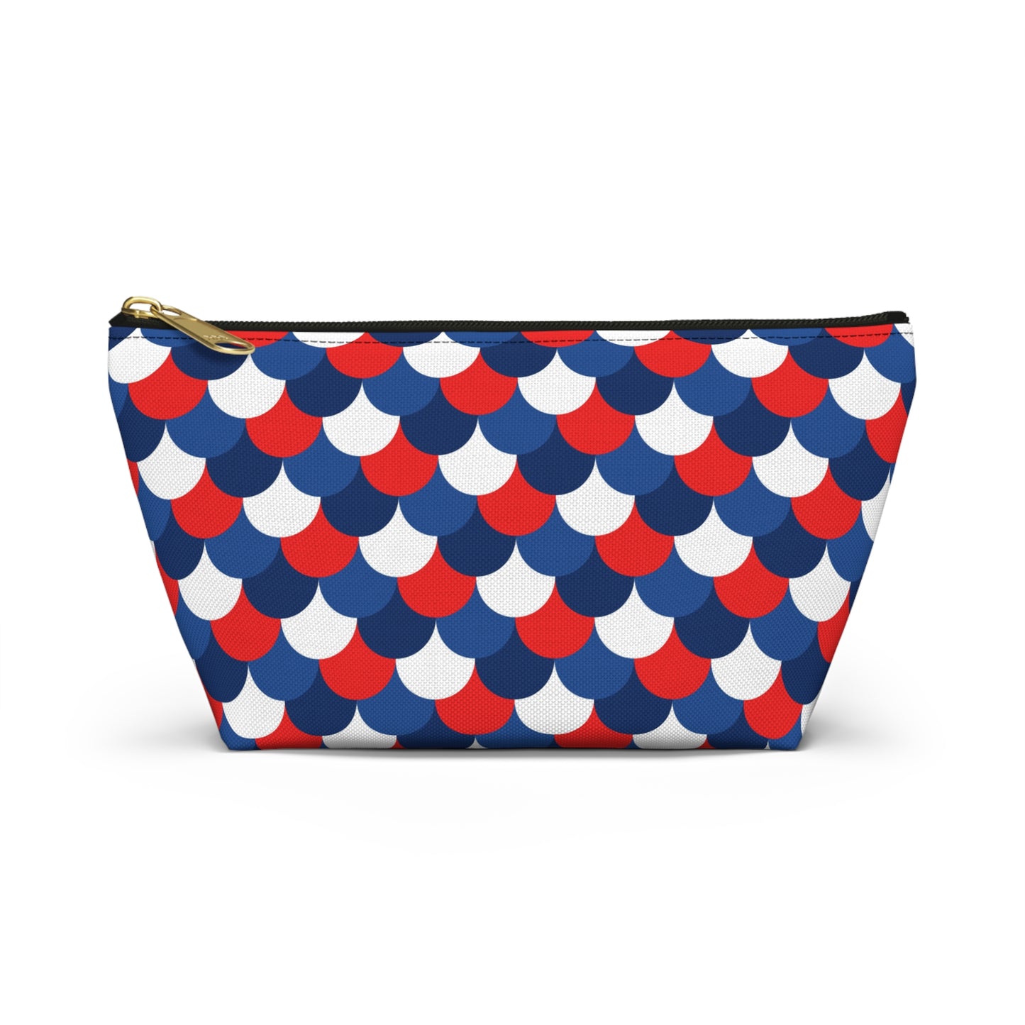 USA America 4th of July Mermaid Scale Red, White and Blue Print Design  Accessory Pouch w T-bottom