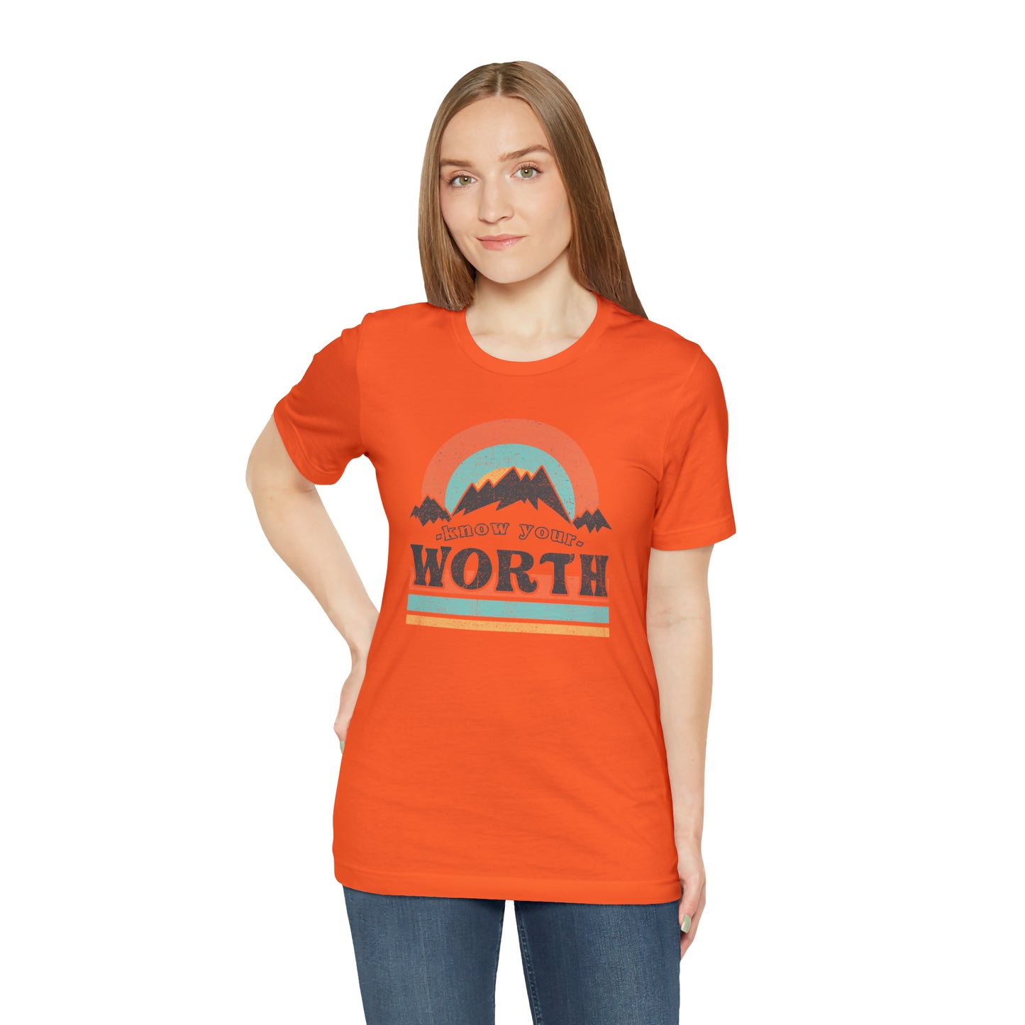 "Know Your Worth" Unisex Jersey Short Sleeve Tee