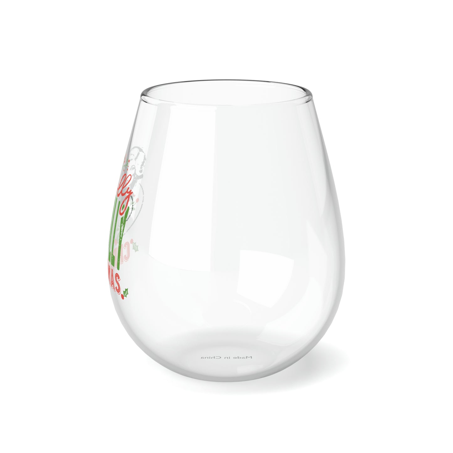 Holly Dolly Christmas Stemless Wine/ Glass, 11.75oz