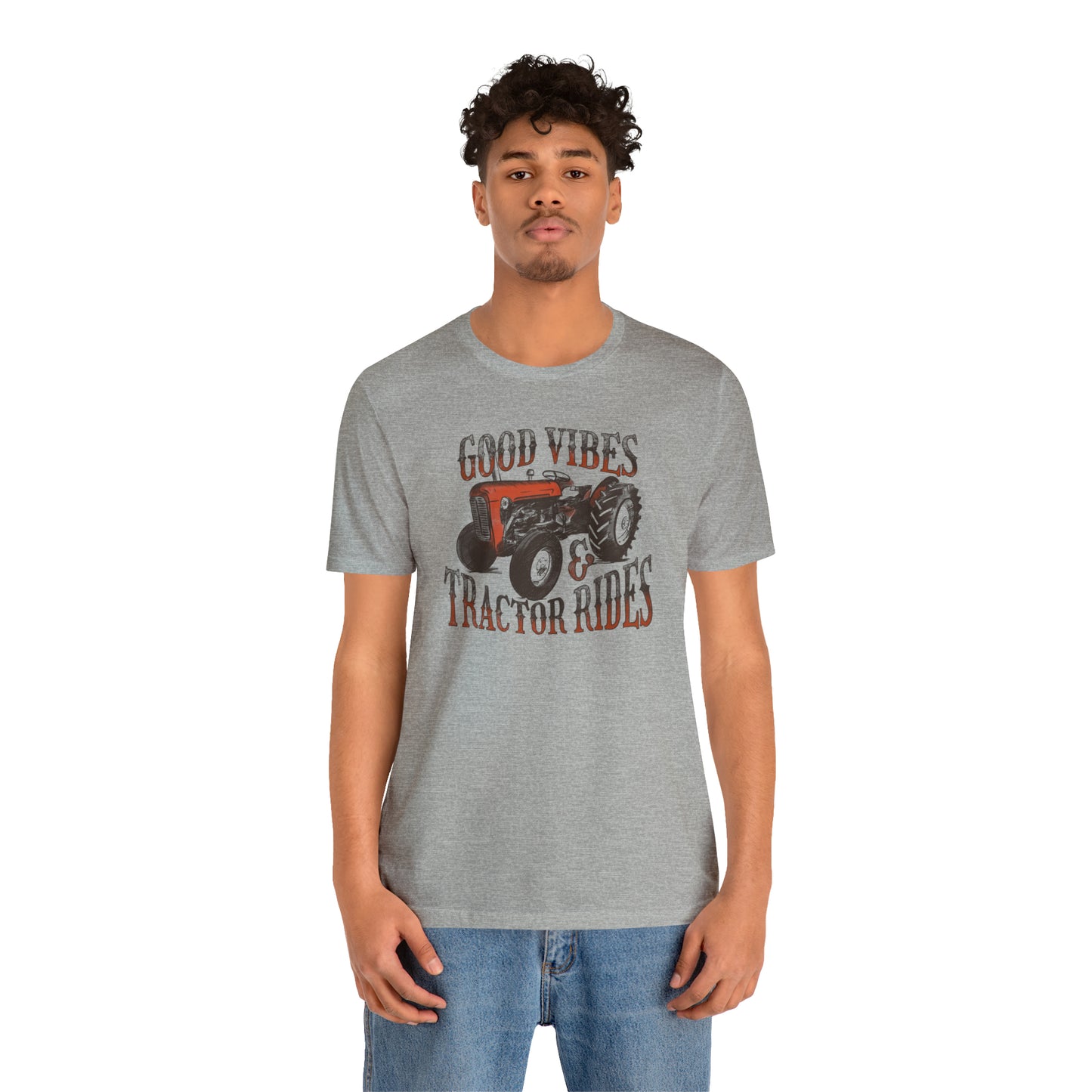 Vintage Good Vibes and Tractors Unisex Jersey Short Sleeve Tee