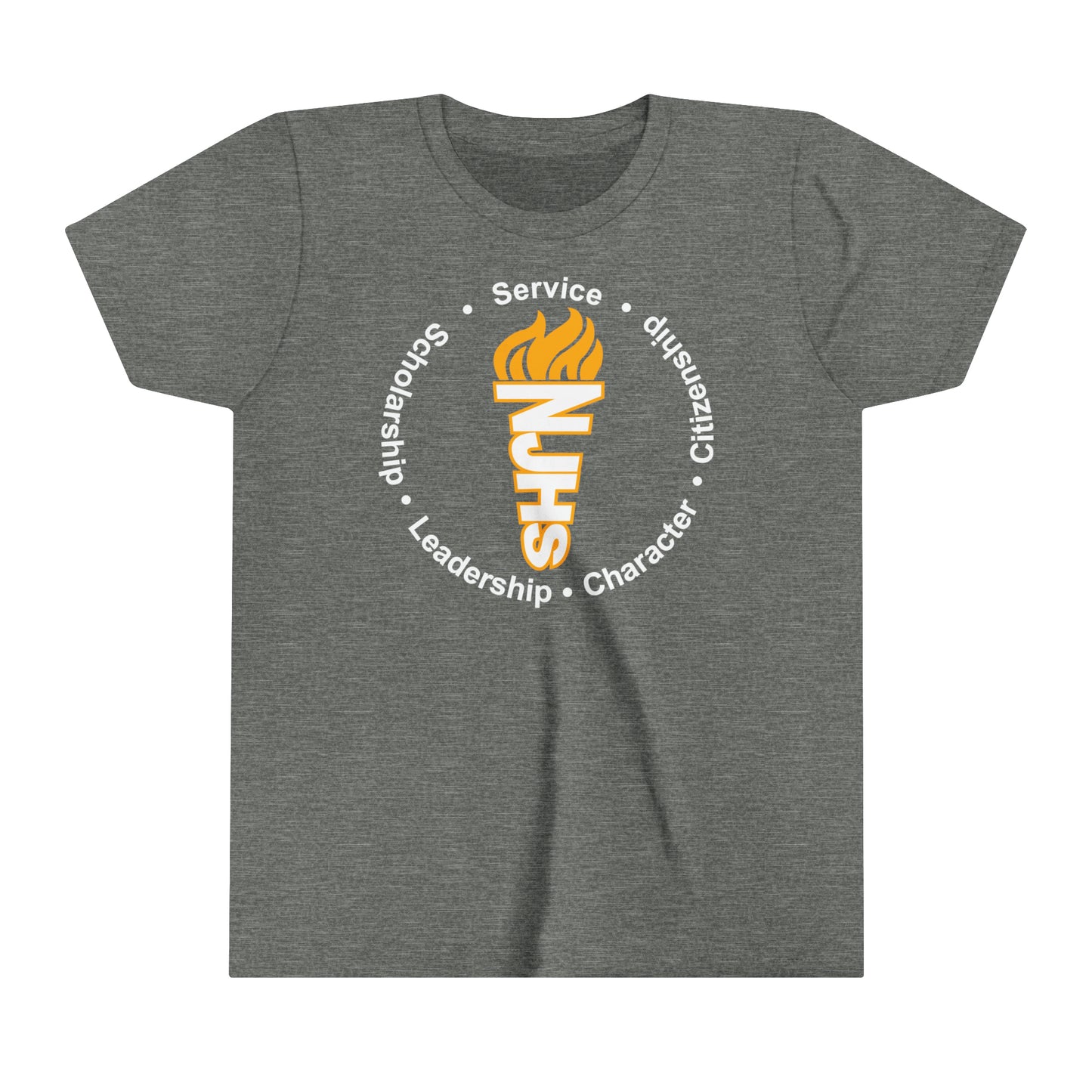 YOUTH - NJHS National Junior Honor Society Golden Circular Character Torch Youth Short Sleeve Tee