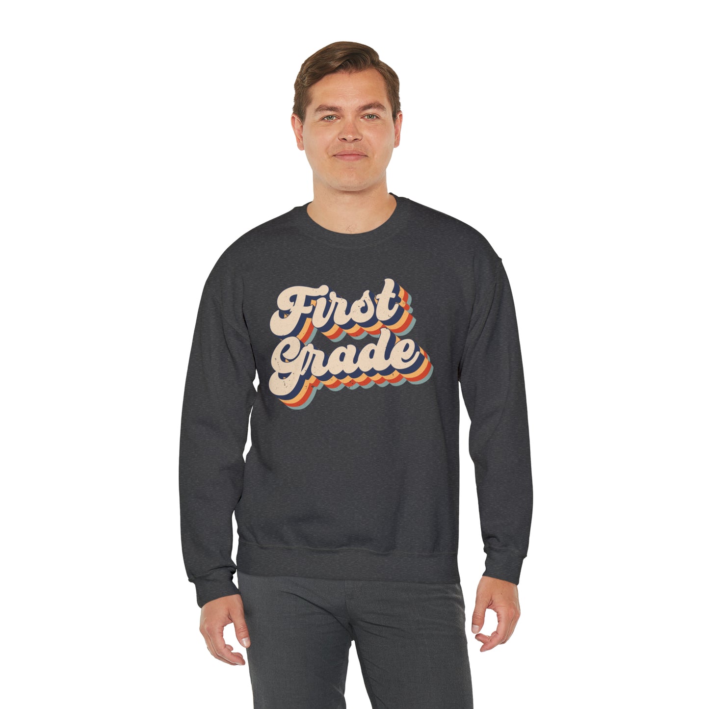 Retro 1st Grade Unisex Heavy Blend™ Crewneck Sweatshirt