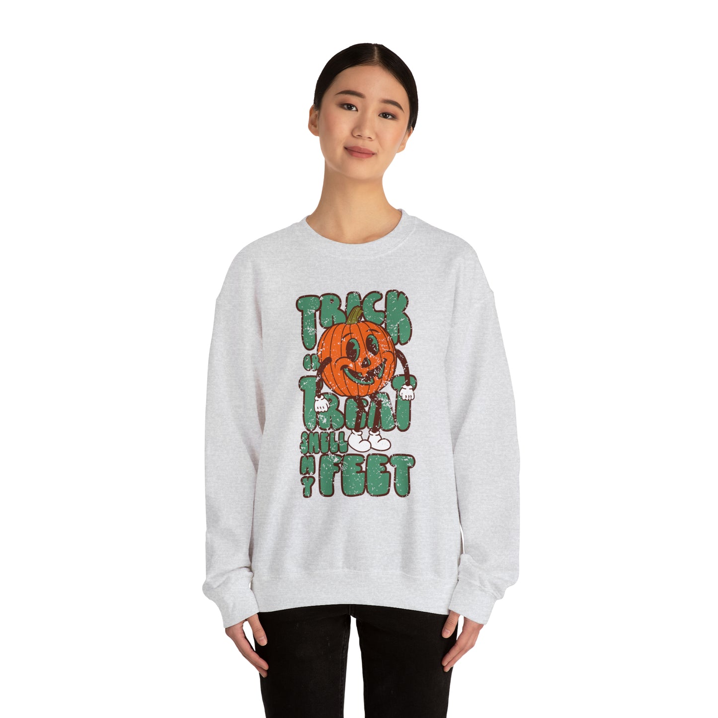 Distressed Trick or Treat Smell My Feet Heavy Blend™ Crewneck Sweatshirt