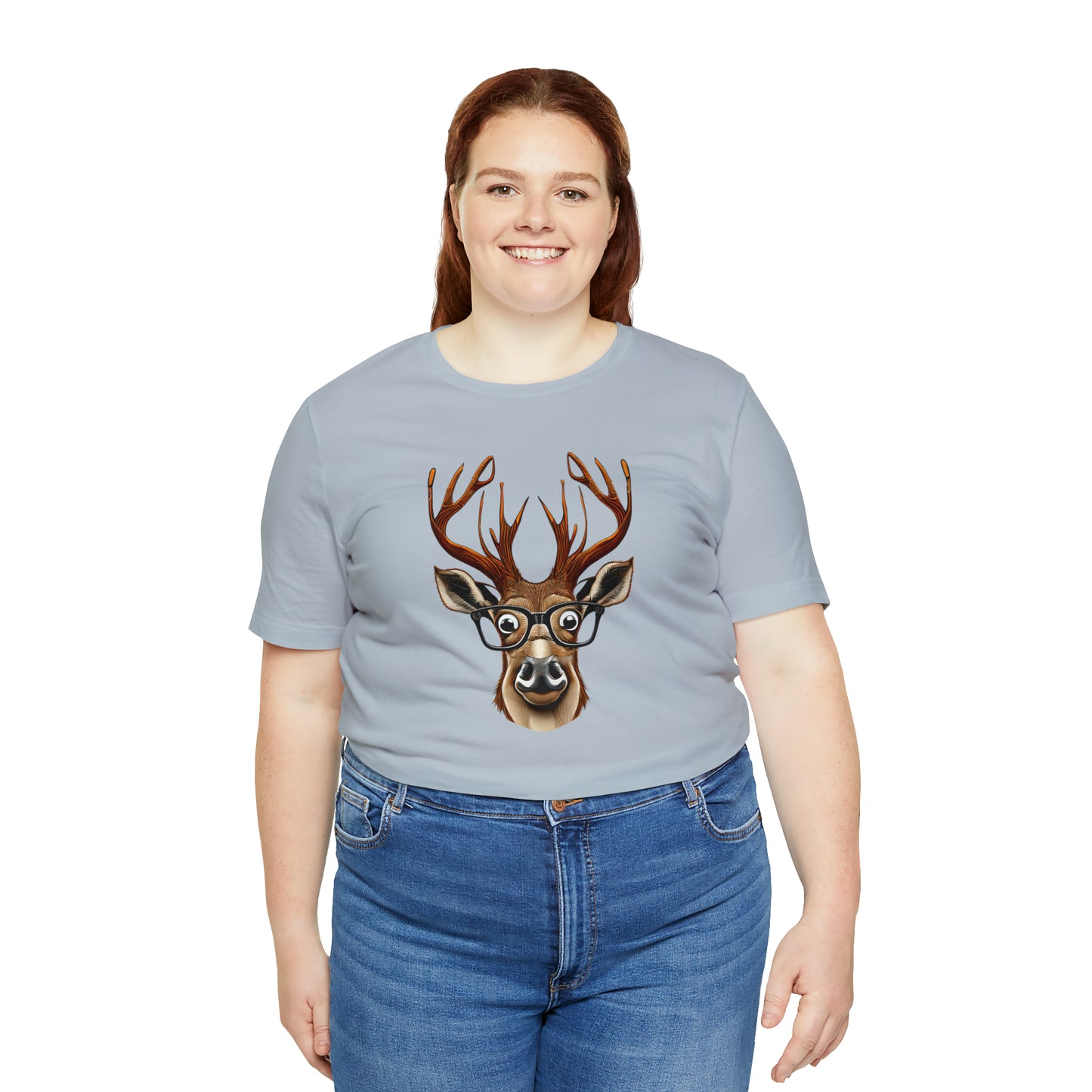 Deer/ Reindeer with Glasses Country and Christmas Unisex Jersey Short Sleeve Tee