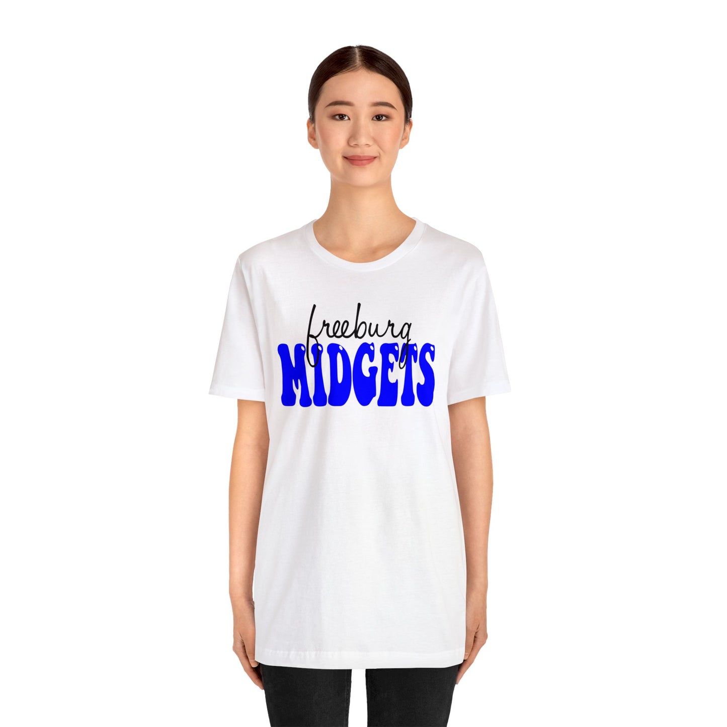 Freeburg Midgets Cursive Bubble Logo Bella Jersey Short Sleeve Tee (Unisex)