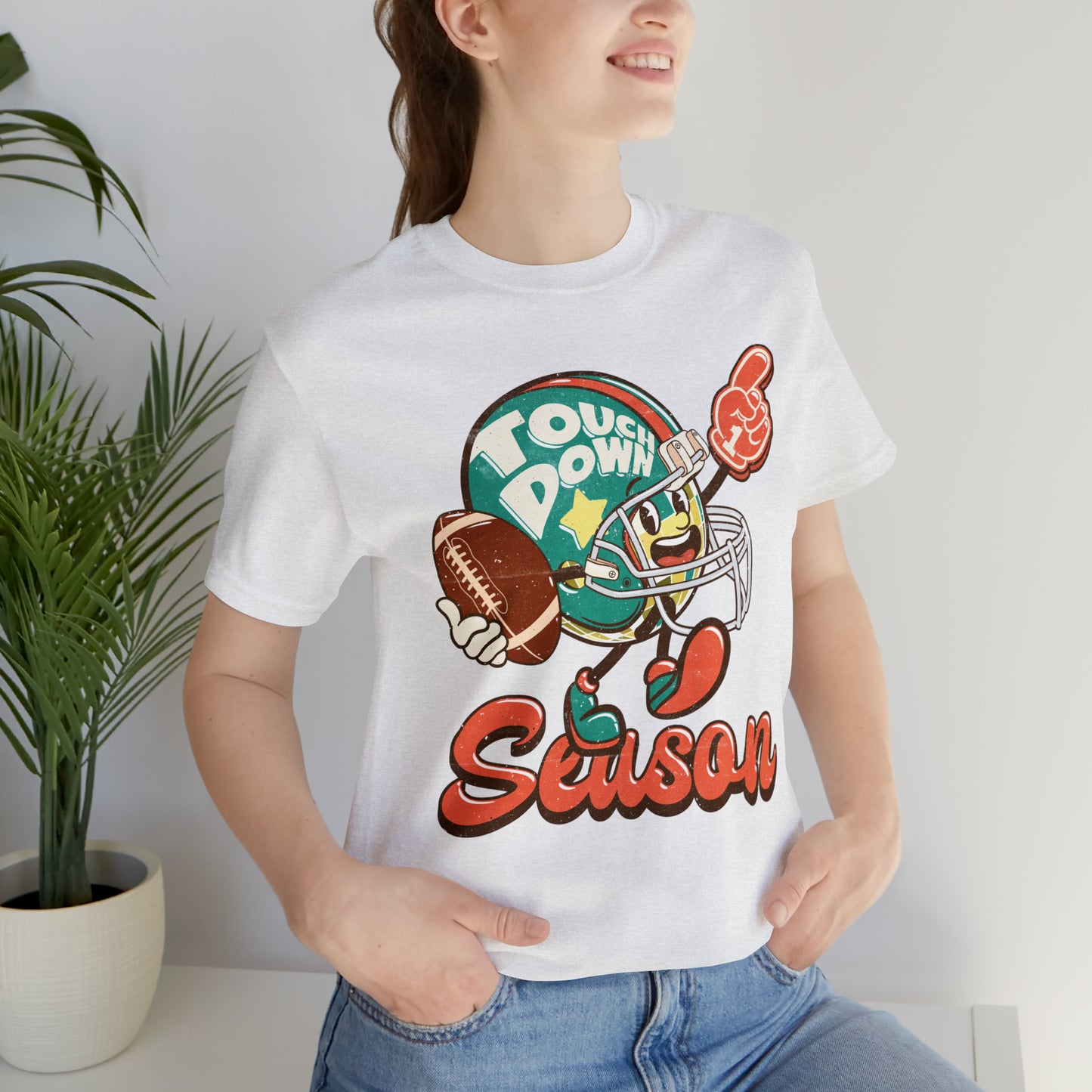 Football Season Football Helmet Character Holding Football T-Shirt