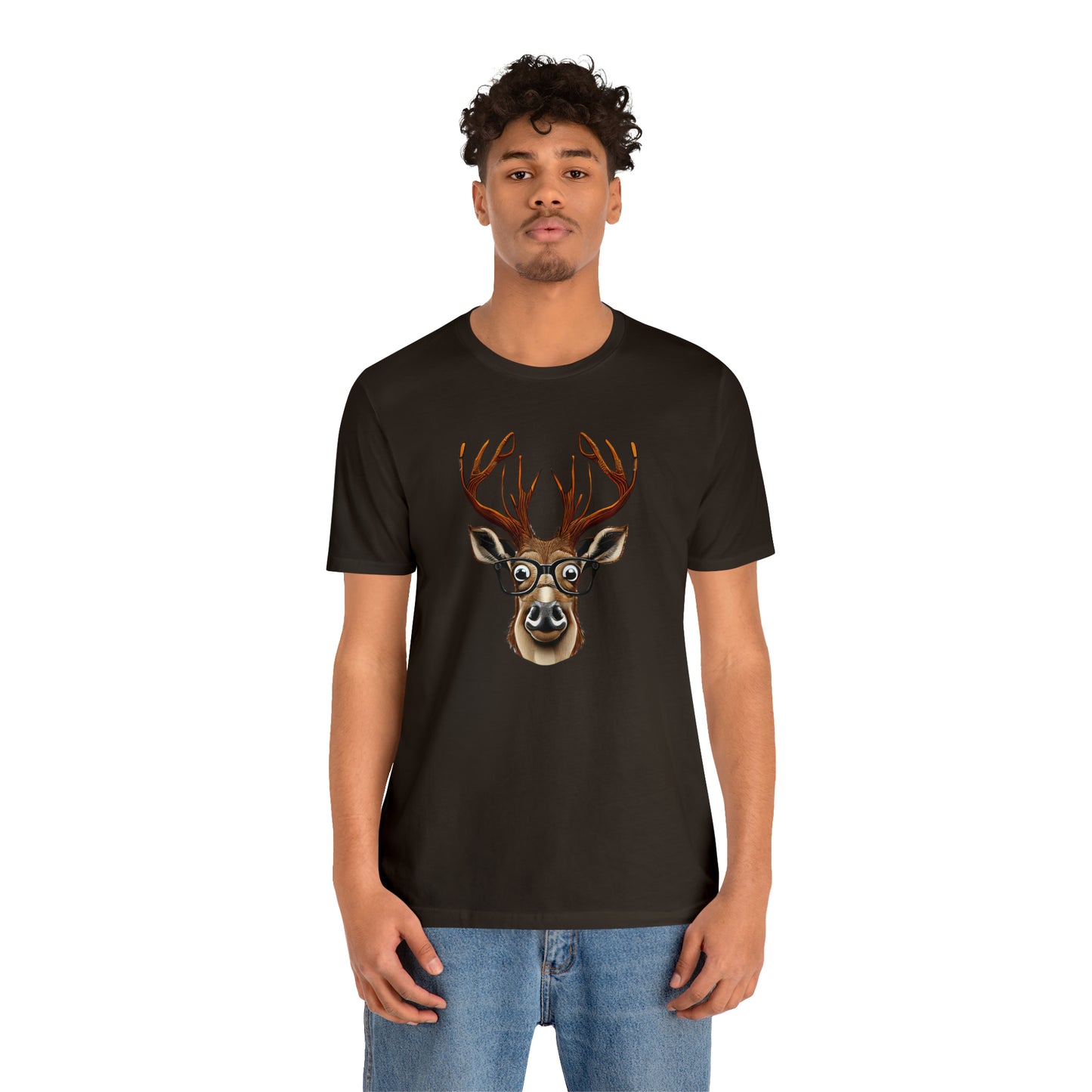 Deer/ Reindeer with Glasses Country and Christmas Unisex Jersey Short Sleeve Tee