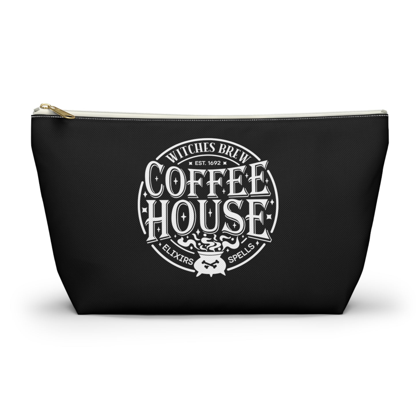 Halloween Witches Brew Coffee House Design Accessory Pouch w T-bottom - Black