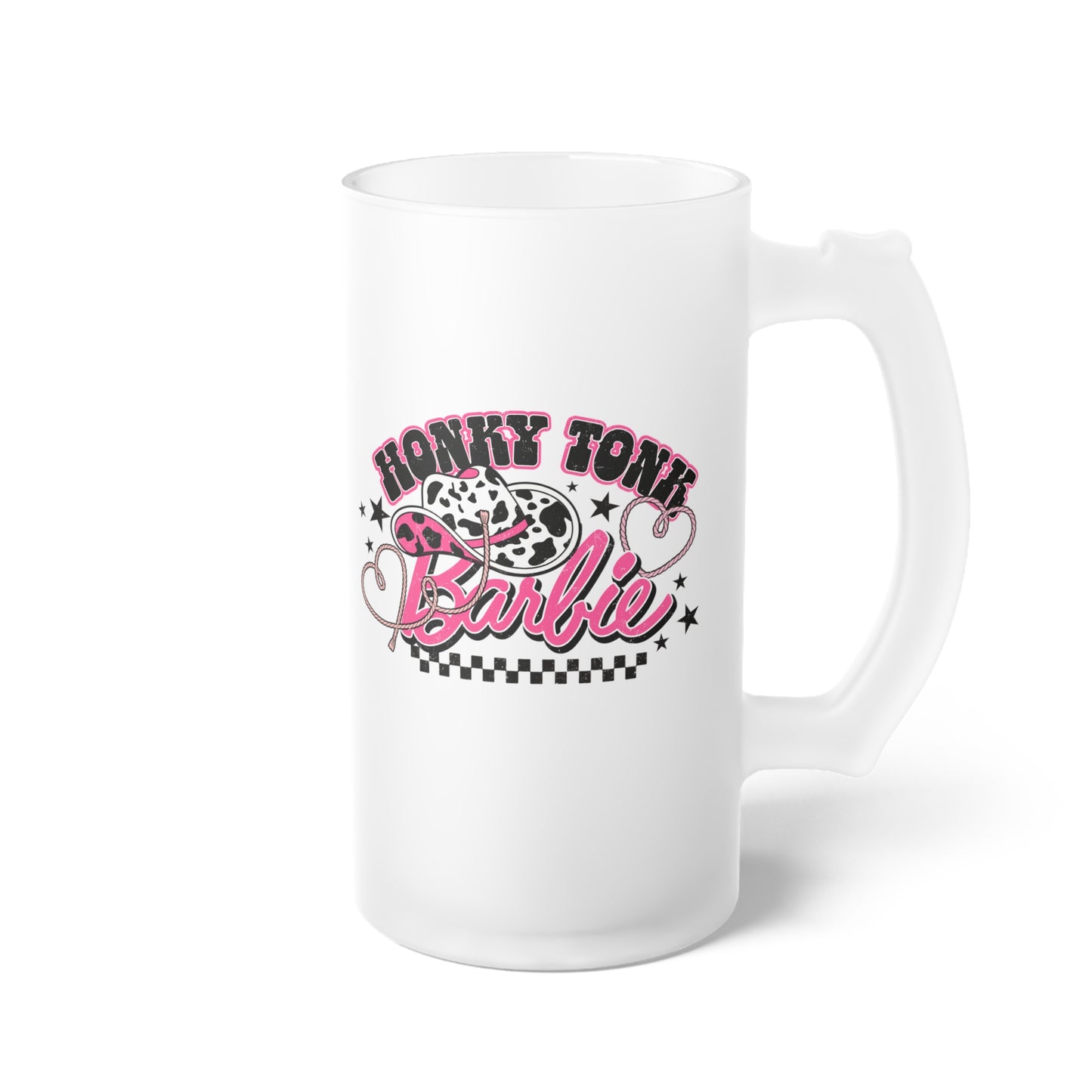 Honky Tonk Barbie Frosted Glass Beer Mug