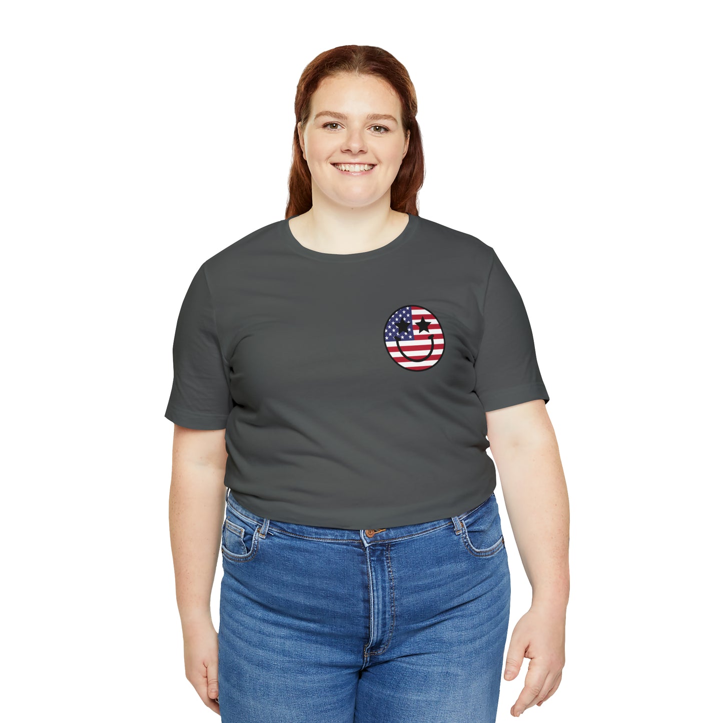 "Jesus Christ Stars and Stripes" (Front and Back Design) Unisex Jersey Short Sleeve Tee