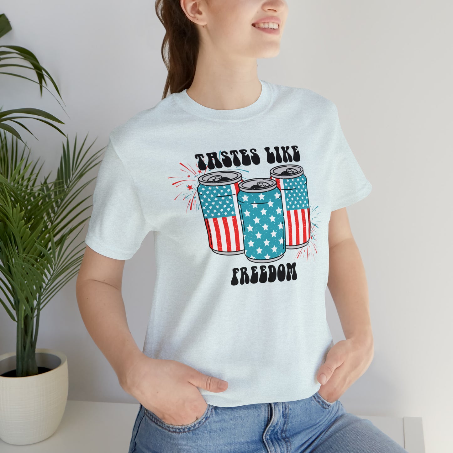 American USA Tastes Like Freedom Beverage Can Unisex Jersey Short Sleeve Tee