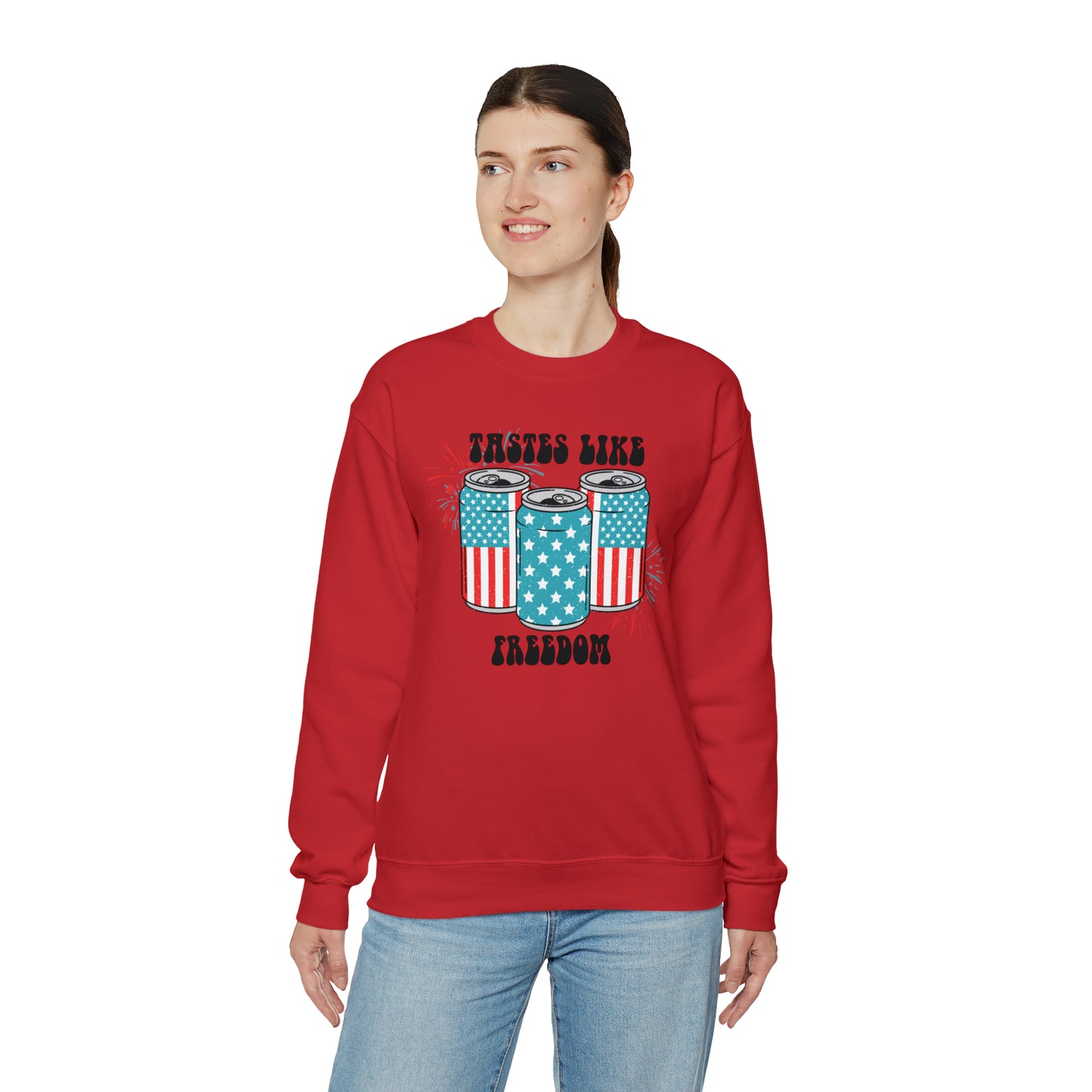 USA America Tastes Like Freedom Party Can Heavy Blend™ Crewneck Sweatshirt